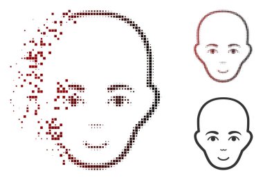 Kırık piksel yarı ton kel kafa simgesi