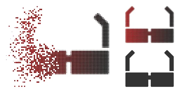 Icono de gafas de medio tono Pixel dañado — Vector de stock
