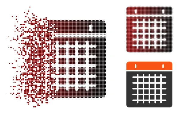 Pixel disipado Icono de calendario de medio tono — Vector de stock