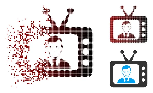 Disolver Pixel Halftone TV Dictor Icono — Archivo Imágenes Vectoriales
