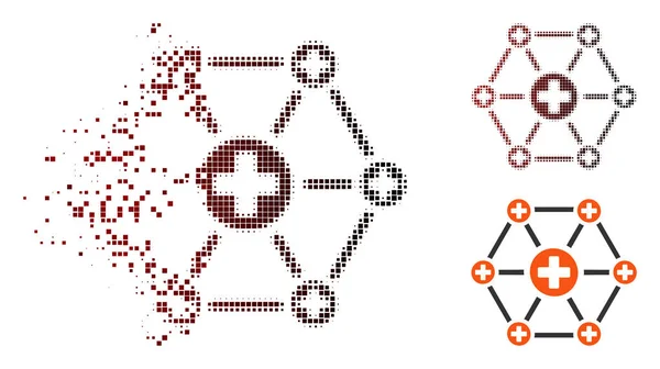 Tahribe piksel yarı ton tıbbi ağ simgesini