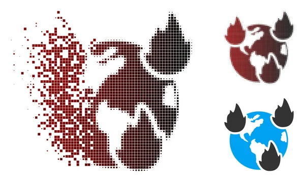 Parçalanmış piksel noktalı resim dünya afetler simgesi