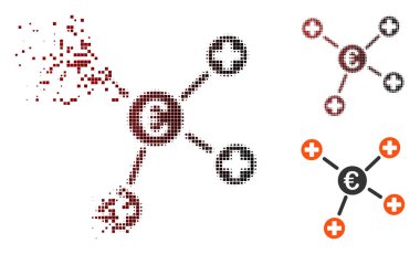 Harcanmış piksel yarı ton Euro tıbbi bağlantıları simgesi