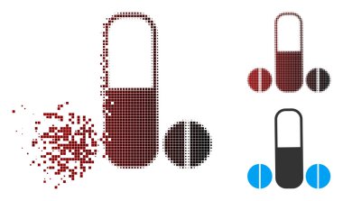 Piksel yarı ton erkek Potence ilaç simgesi dağılmakta