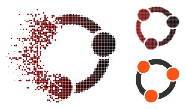 Piksel yarı ton işbirliği simgesi dağılmakta