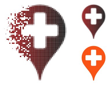 Toz piksel yarı ton tıbbi harita işareti simgesi