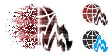 Kaybolan piksel yarı ton küresel Yangın simgesi