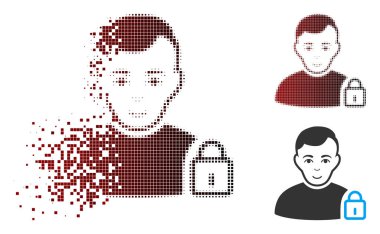 Piksel yarı ton Kullanıcı kilit simgesi dağılmakta