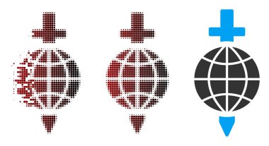 Kaybolan piksel yarı ton küresel güvenlik simgesi