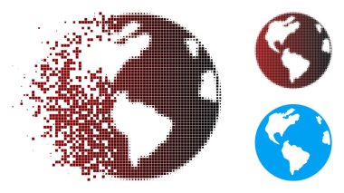 Hasarlı piksel yarı ton Planet Earth simgesini