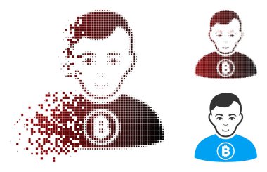 Kaybolan piksel noktalı resim Bitcoin adam simgesi