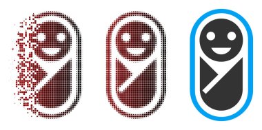 Piksel yarı ton bebek simge çözünmüş