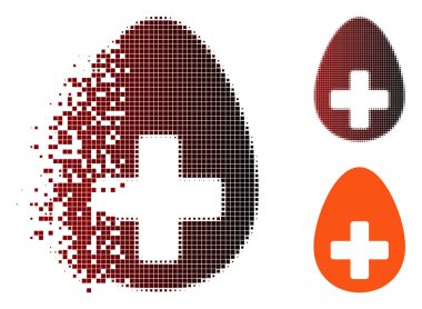 Rendelenmiş piksel yarı ton artı yumurta simgesi