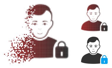 Rendelenmiş piksel yarı ton Kullanıcı simgesi kilitli