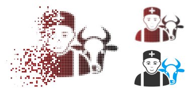 Toz piksel yarı ton inek veteriner simgesi