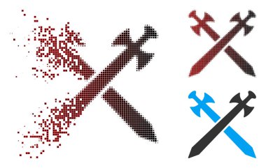 Kaybolan piksel yarı ton ortaçağ kılıç simgesi