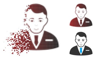 Kırık piksel yarı ton işadamı simgesi