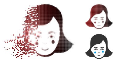 Kadın yüz simgesi ağlayarak ayrılmış piksel noktalı resim