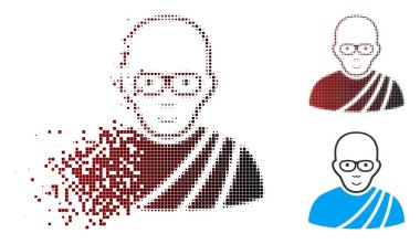 Işıltı piksel yarı ton Budist Keşiş simgesi