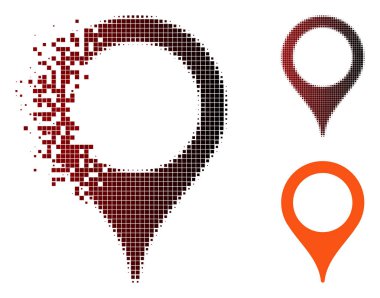 Dağınık piksel yarı ton harita işareti simgesi