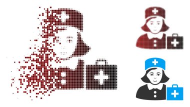 Ayrıştırılmış piksel yarı ton ilkyardım hemşire simgesi