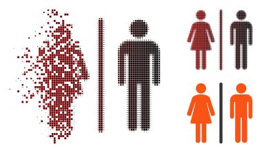 Eriterek piksel yarı ton tuvalet simgesi