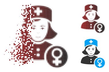 Eriterek piksel yarı ton jinekolog Bayan Doktor simgesi