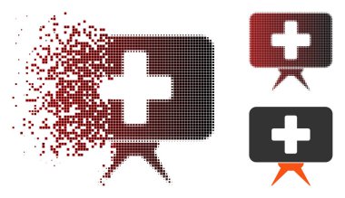 Kaybolan piksel noktalı resim sağlık hizmeti sunum simgesi