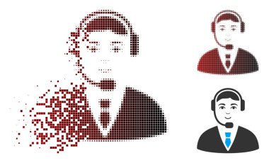 Toz piksel yarı ton çağrı merkezi operatörü simgesi