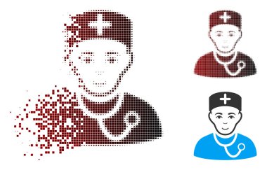 Kaybolan piksel yarı ton hekim simgesi