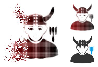 Piksel yarı ton boynuzlu savaşçı simgesi imha