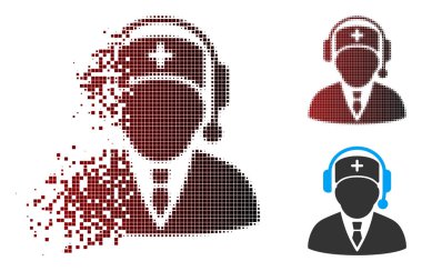 Kaybolan piksel yarı ton Doktor çağrı merkezi simgesini