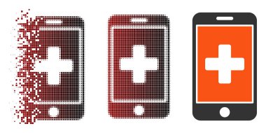 Kırık piksel yarı ton mobil tıp simgesi