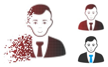 Çözünmüş piksel yarı ton işadamı simgesi