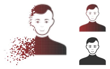 Hareketli piksel yarı ton erkek simgesi