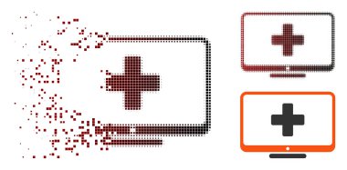 Hareketli piksel yarı ton tıbbi monitör simgesini