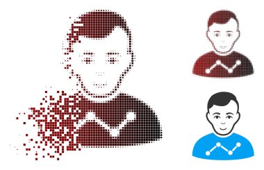 Kaybolan piksel yarı ton Kullanıcı istatistikleri simgesi