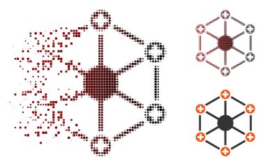Hasarlı piksel yarı ton tıbbi ağ simgesini