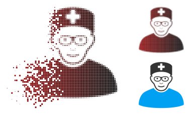 Eriterek piksel yarı ton tıbbi uzman simgesi