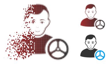 Dağınık piksel noktalı resim araba sürücüsü simgesini