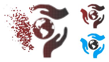 Kırık piksel yarı ton genel bakım simgesi