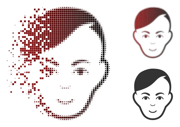 Piksel yarı ton insan kafası simgesi dağılmakta