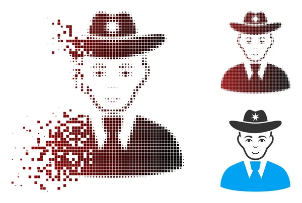 Icona dello sceriffo semitono pixel dissipato — Vettoriale Stock