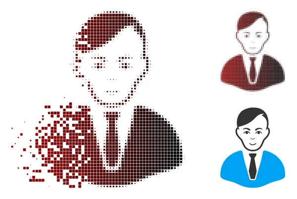 Harcanmış piksel yarı ton işadamı simgesi