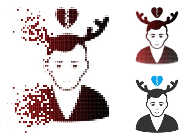 Boynuzlu koca simgesi kırık piksel yarı ton aldattı