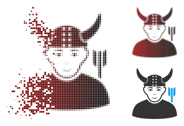 Piksel yarı ton boynuzlu savaşçı simgesi imha