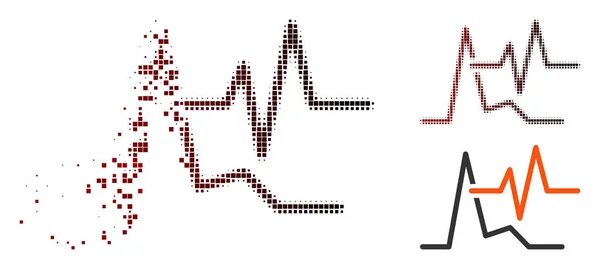 Icône ECG demi-ton Pixel cassé — Image vectorielle
