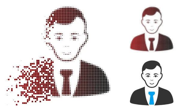 Çözünmüş piksel yarı ton işadamı simgesi