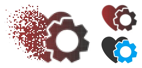Icona frammentata di riparazione del cuore mezzitoni pixel — Vettoriale Stock