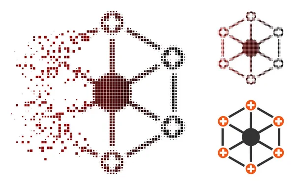 Hasarlı piksel yarı ton tıbbi ağ simgesini